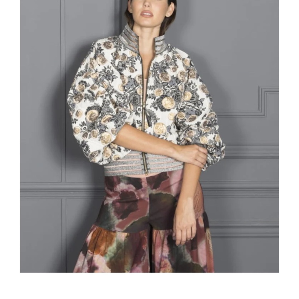 petit pois by Viviana G Royal Coin Floral Bomber Jacket - Black, Gray, Gold - Picture 8 of 9